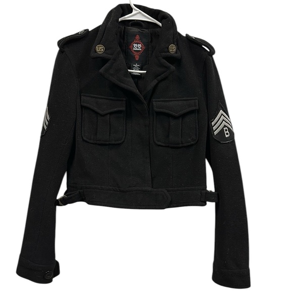 BBDakota Military Black Bomber Jacket with Pockets and Stripes Patches Womens M - Picture 4 of 16